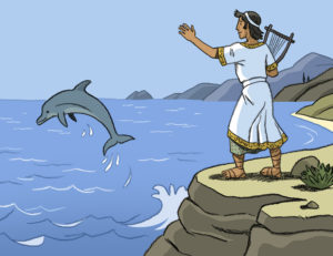 illustration du kamishibaï Arion et le dauphin