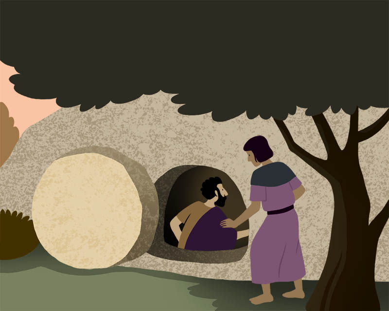 Illustration de Jean et Pierre au tombeau