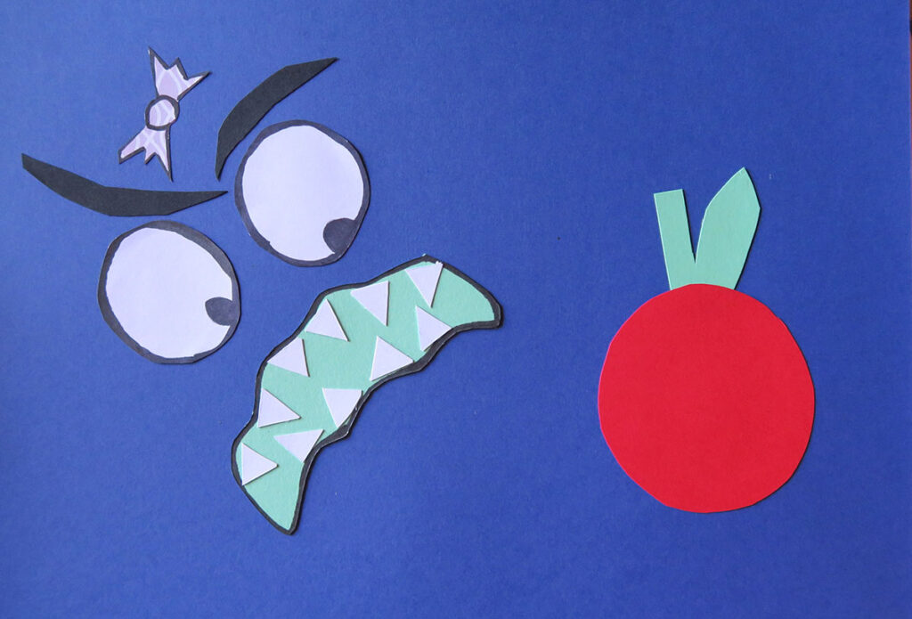 illustration d'une bouche et d'une pomme